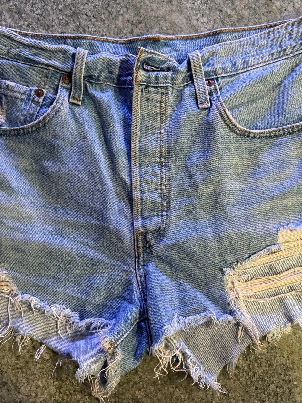 Vintage-Inspired Light Blue Levi Denim Cutoff Shorts